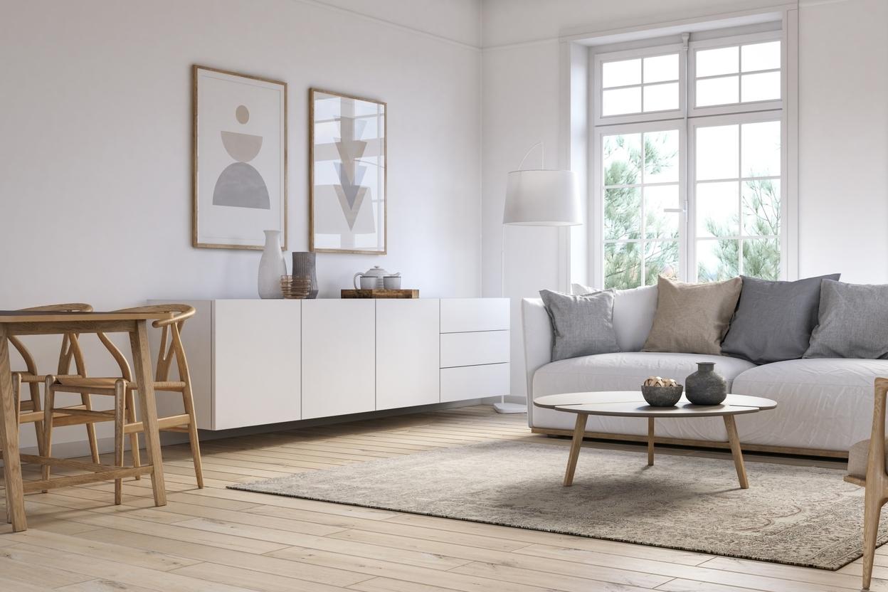 Weißes Sideboard mit Türen und Schubladen